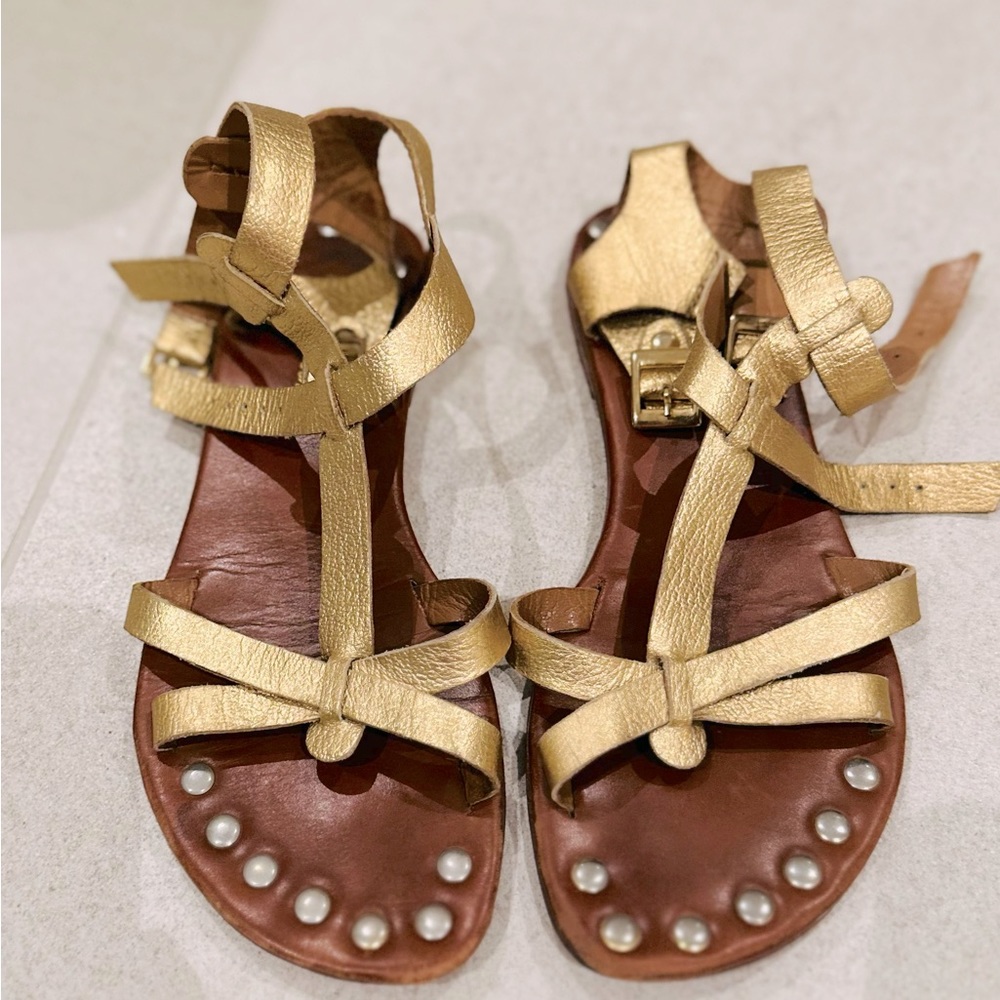 Matt Bernson gold gladiator sandals